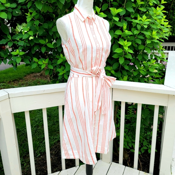 🆕️ J Crew Sleeveless Tie Waist Shirtdress - Picture 6 of 10